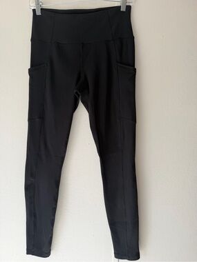 Lukka ·lux Women's Black High Rise Ankle Leggings Pockets Ribbed Stretch S